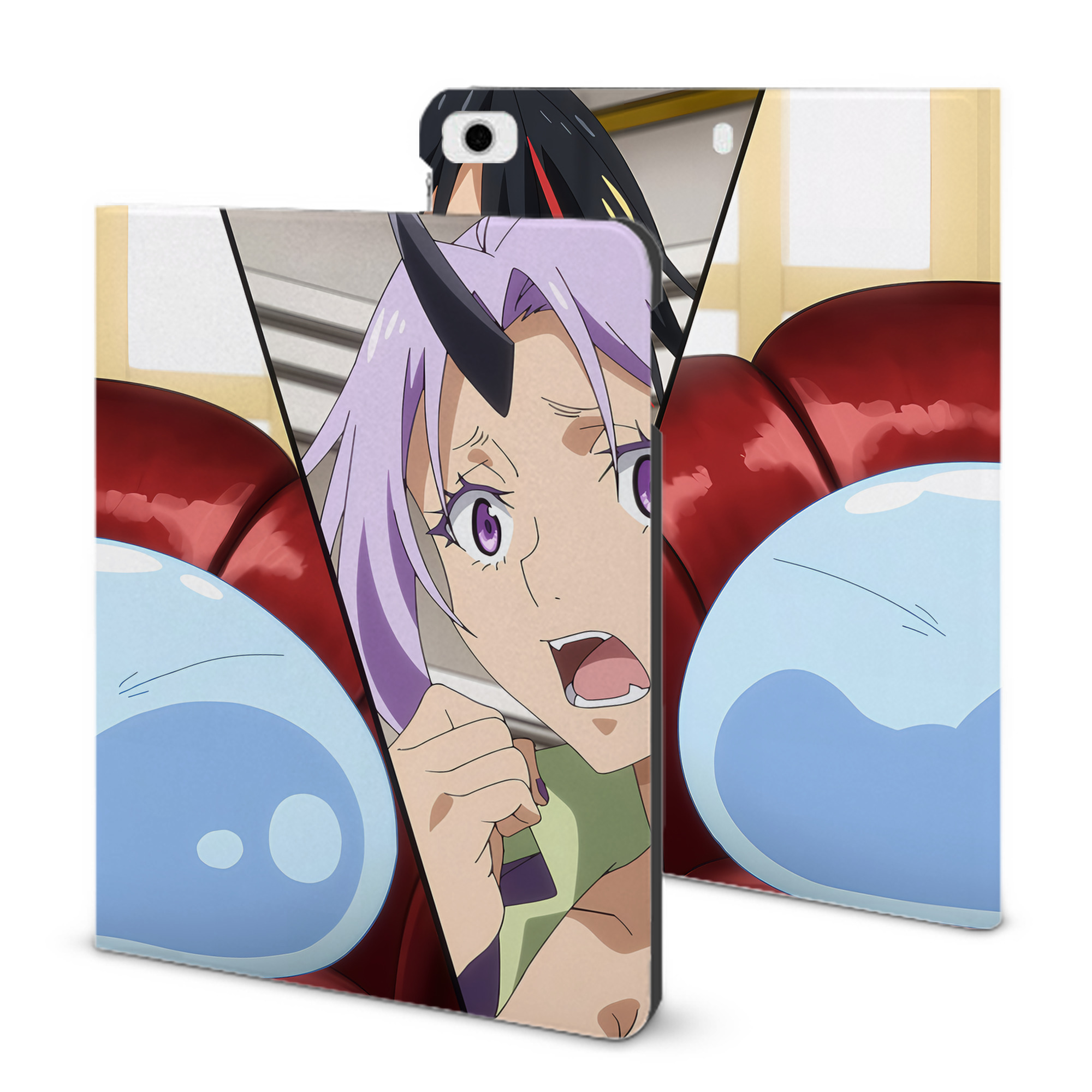 （画像用） 転スラ Regarding Reincarnated to Slime IPad ケース ブック型 PUレザー TPU 耐衝撃 軽量 薄型 ペン収納なし 全面保護 IPad 各モデル対応
